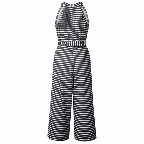 Black & White Striped Capri Jumpsuit - Picture 3 of 6